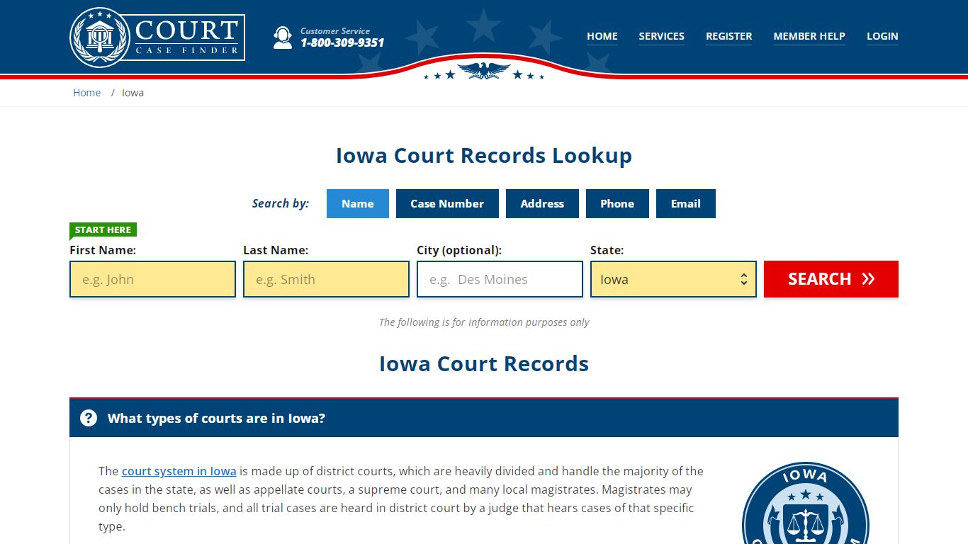 Iowa Court Records Lookup - IA Court Case Search - CourtCaseFinder.com